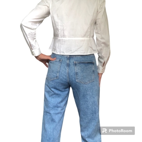 ZARA MOM Wedgie Paper bag taper size 6 12.5” Hi Rise Jeans - Picture 3 of 15